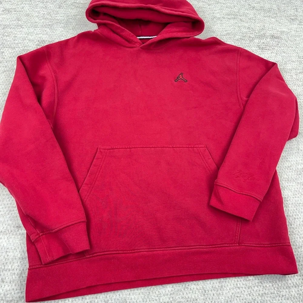Jordan Hoodie Men XL Red‎ Black Sweatshirt Jump Man Air Y2K Loose Fit Adult